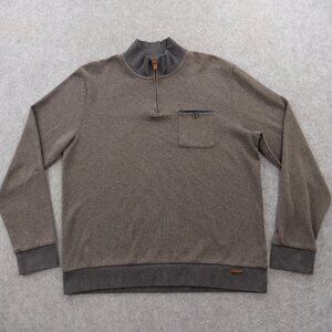 Ted Baker Sweater Mens Extra Large Brown Knit Pullover Long Sleeve Mock 1/4 Zip